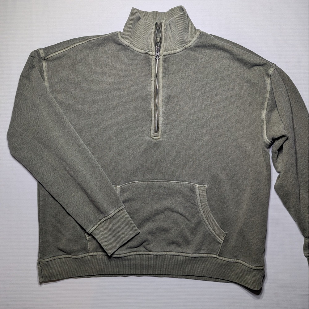 C&C California Sunwashed Quarter Zip Pullover Olive Athleisure - Picture 2 of 5